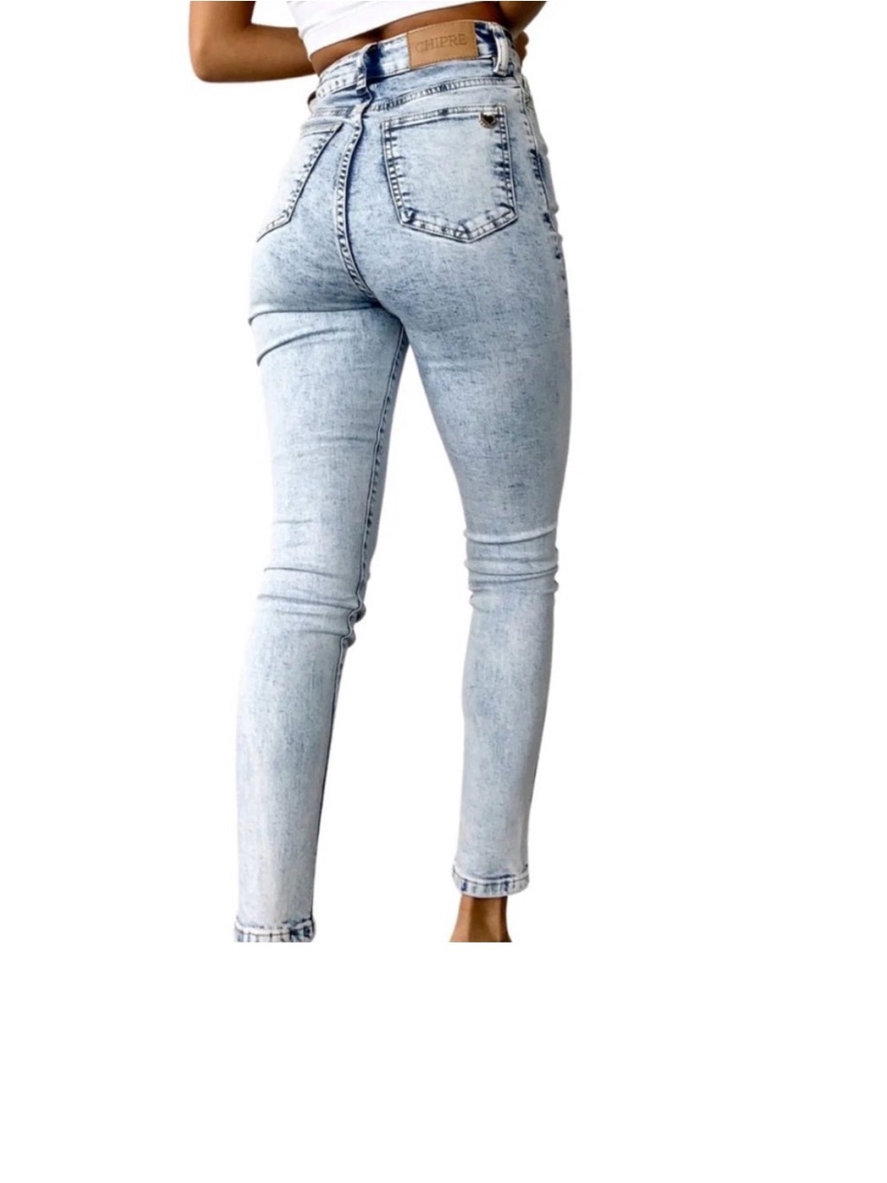 High-Rise Light Wash Skinny Jeans - Chipre